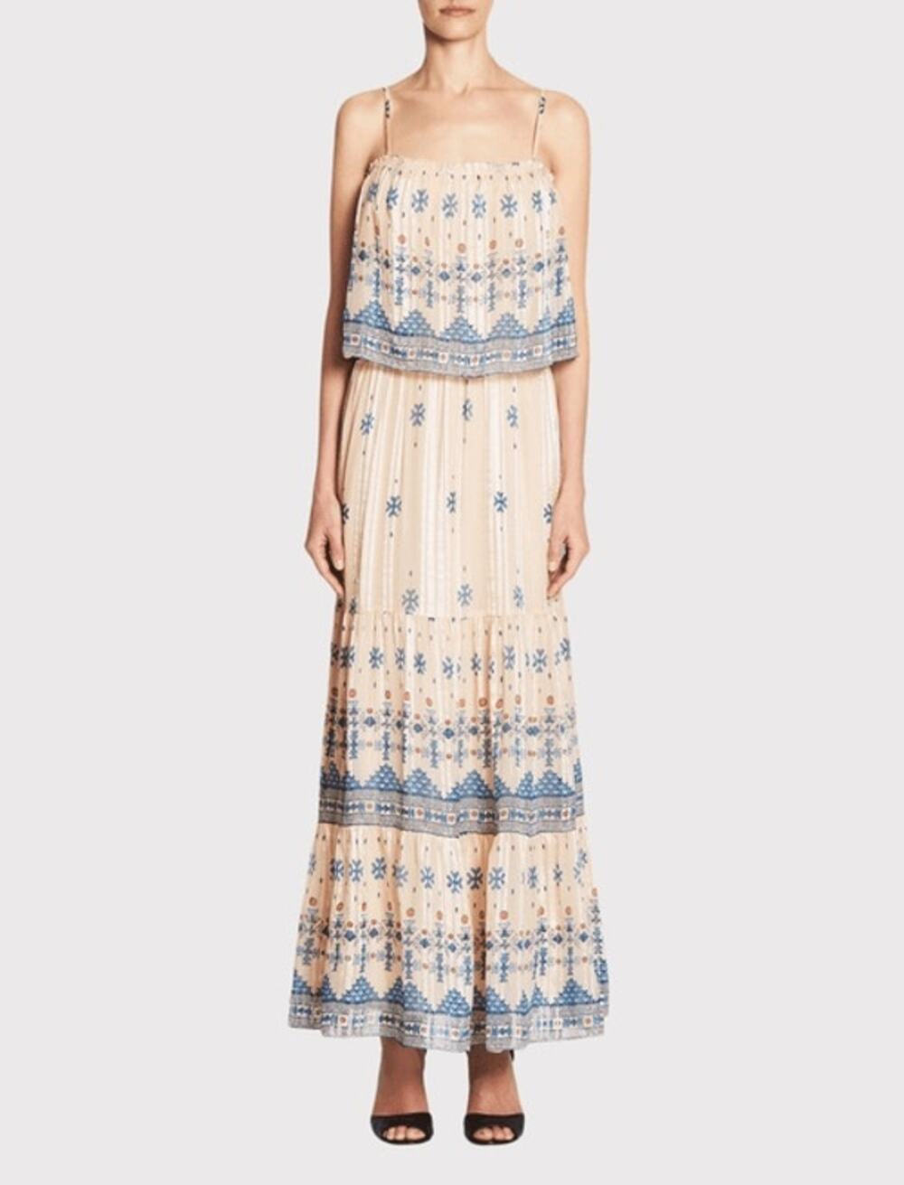 Joie Silk Bohemian Chic Sorne Pop Over Maxi Dress NWT  Designs Size Medium